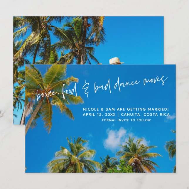 Reserve A Data Casamento Divertido na Praia Foto Salvar a Data (Frente/Verso)