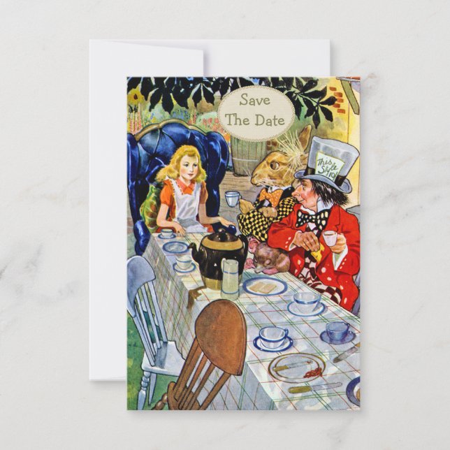 Reserve A Data Casamento do Chá do Chapeleiro Louco - Salve a Dat (Frente)