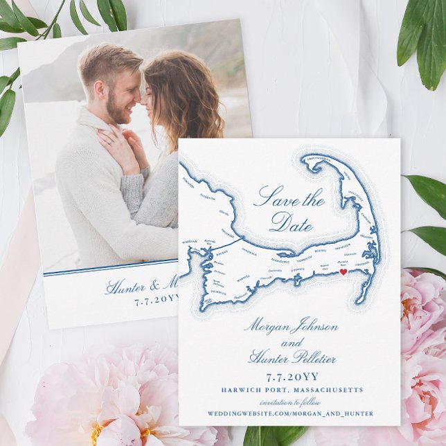 Reserve A Data Casamento do Clube de Praia Elegante Wychmere (Elegant Cape Cod photo save the dates for your wedding at Wychmere Beach Club with a Cape Cod Map )