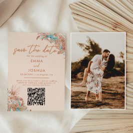 Reserve A Data Casamento do Código QR do Boho Elegante