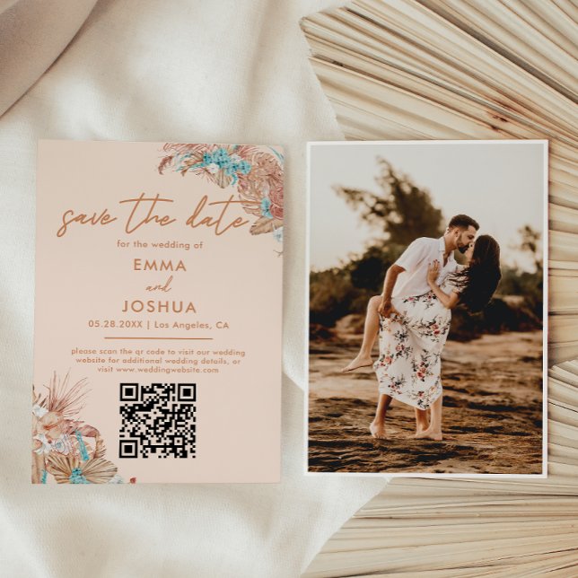 Reserve A Data Casamento do Código QR do Boho Elegante (Criador carregado)