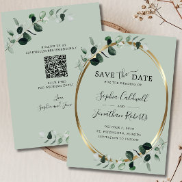 Reserve A Data Casamento do Código QR do Eucalyptus Dourado Sage