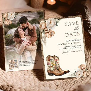 Reserve A Data Casamento do Código QR do Western Cowboy Boots Pho