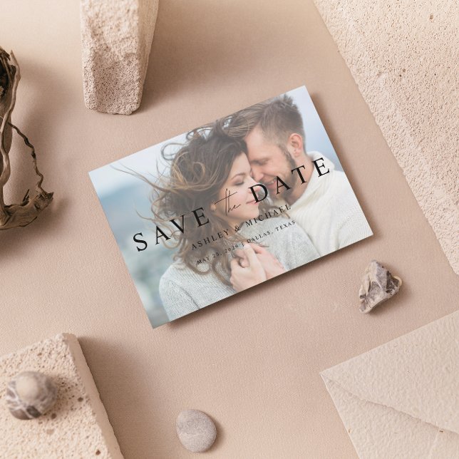 Reserve A Data Casamento do Código QR Foto do Elegante Vellum Ove (Set the Date! Elegant Wedding Save-the-Date 💌💍 [Personalize & Send])