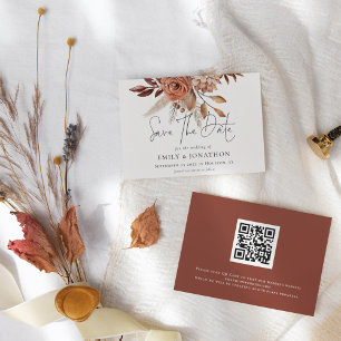 Reserve A Data Casamento do Código QR Rustic Terracotta Florals