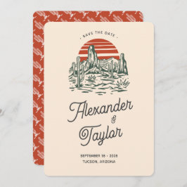 Reserve A Data Casamento do Deserto da Paisagem de Saguaro Vermel