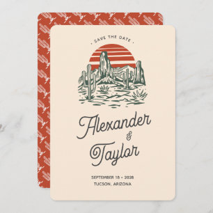 Reserve A Data Casamento do Deserto da Paisagem de Saguaro Vermel
