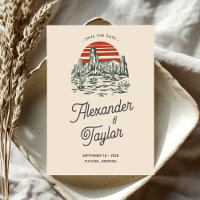 Casamento do Deserto do Saguaro Cactus, Retro Verd