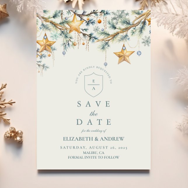 Reserve A Data Casamento do fosco Pine Star Garland (Criador carregado)