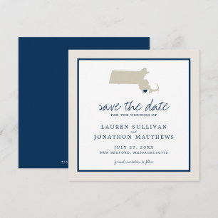 Reserve A Data Casamento do mapa de Massachusetts da Cream Blue S