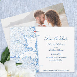 Reserve A Data Casamento do Mapa Elegante Rehoboth Beach Delaware