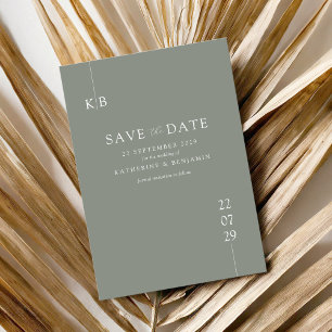 Reserve A Data Casamento do Monograma Elegante Verde da Sage Mode
