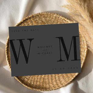 Reserve A Data Casamento do Monograma Mineral Negro Moderno Matte