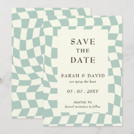 Reserve A Data Casamento do Quadro de Chequeiros Verdes Retro Gro