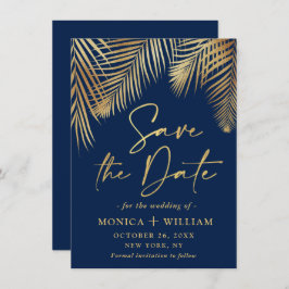 Reserve A Data Casamento do Ramo de Palma do Ouro Elegante