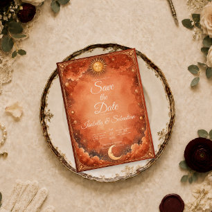 Reserve A Data Casamento do Sol Lunar Celestial Quente