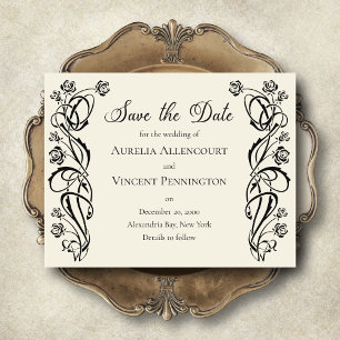 Reserve A Data Casamento dos Rosas Reais Medievais Salvar a Data