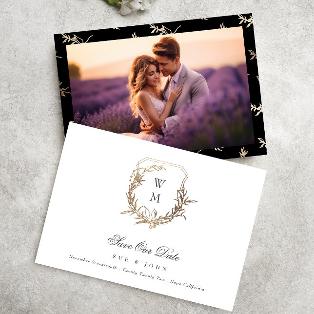 Reserve A Data Casamento Dourado branco de monograma clássico pre (Criador carregado)