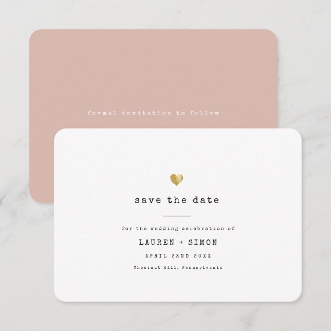 Reserve A Data Casamento Dourado com Máquina de Máquina Moderna M (Frente/Verso)