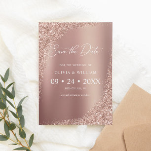 Reserve A Data Casamento Dourado com Rosa de Script Elegante Salv