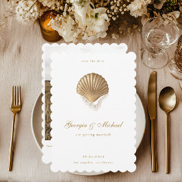 Reserve A Data Casamento Dourado Costeiro de Elegant Seashell & P