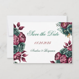 Reserve A Data Casamento Dourado de Burgundy Emerald Green Peony