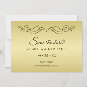 Reserve A Data Casamento Dourado de luxo elegante