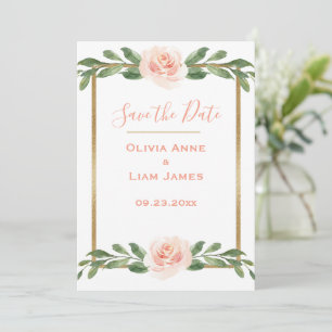Reserve A Data Casamento Dourado de Script Elegante Floral Invers