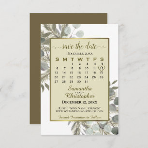 Reserve A Data Casamento Dourado do Calendário do Pinho Eucalyptu