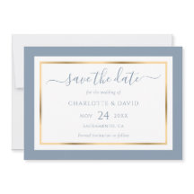 Casamento Dourado e Azul Moderno Elegante