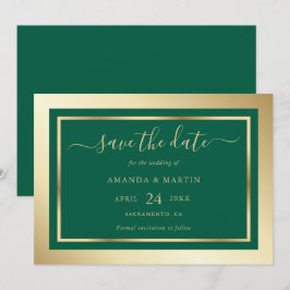 Reserve A Data Casamento Dourado e Emerald Green personalizado el