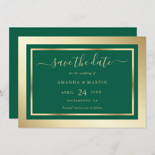 Reserve A Data Casamento Dourado e Emerald Green personalizado el