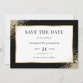 Reserve A Data Casamento Dourado e negro elegante