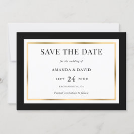 Reserve A Data Casamento Dourado e negro legante