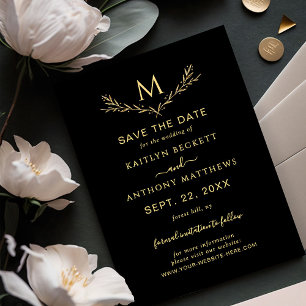 Reserve A Data Casamento Dourado e preto do monograma