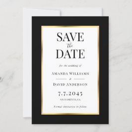 Reserve A Data Casamento Dourado e preto elegante Guardar o Cartã