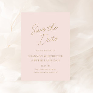 Reserve A Data Casamento Dourado e rosa elegante
