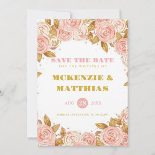 Reserve A Data Casamento Dourado Elegante de Peony Floral