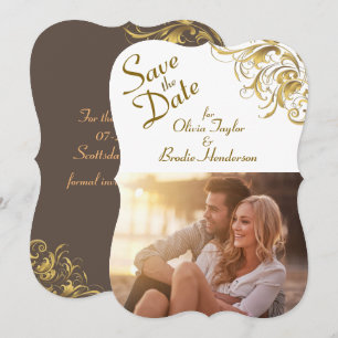 Reserve A Data Casamento Dourado Elegante de Sujeiras