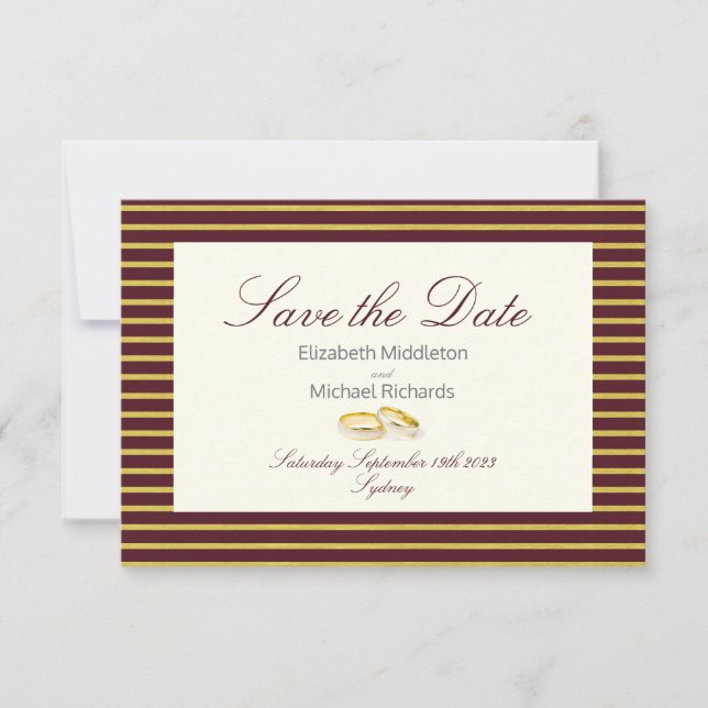 Reserve A Data Casamento Dourado Elegante Masala Burgundy Salve a (Frente)