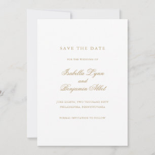 Reserve A Data Casamento Dourado Formal Elegante Tradicional