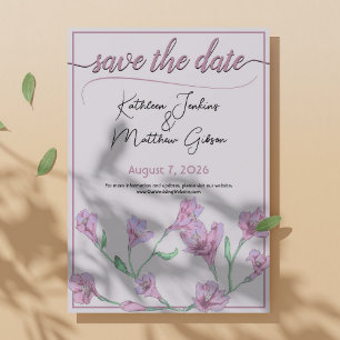 Reserve A Data Casamento Dusty Pink Floral Watercolor