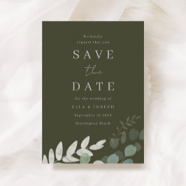 Reserve A Data Casamento Elegância Folha Verde Oliva Divina