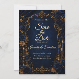 Reserve A Data Casamento Elegância Outono Meia-Noite Encantado