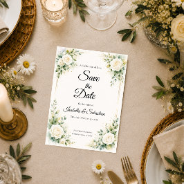 Reserve A Data Casamento Elegância Rosa de Marfim Atemporal