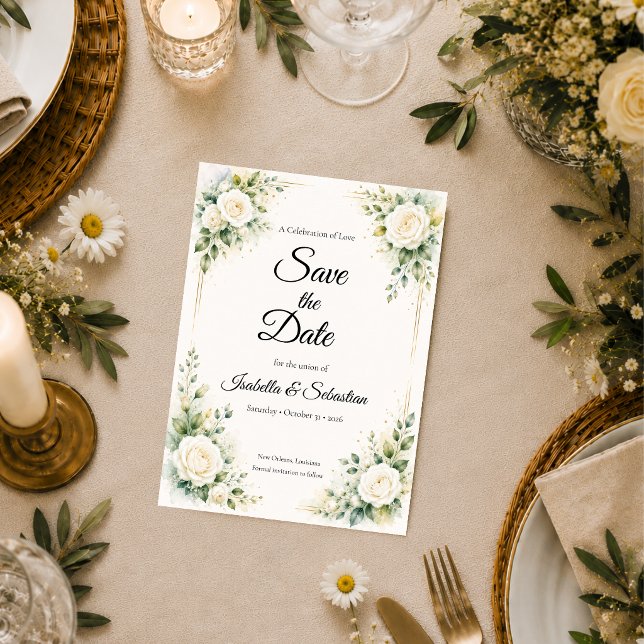 Reserve A Data Casamento Elegância Rosa de Marfim Atemporal (Criador carregado)