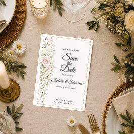 Reserve A Data Casamento Elegância Rosa Rubor Romântico
