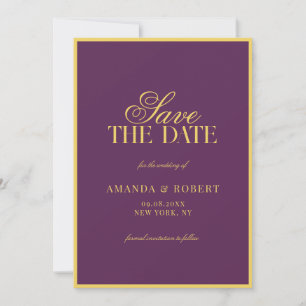 Reserve A Data Casamento Elegante Ameixa e Amarelo Old Money