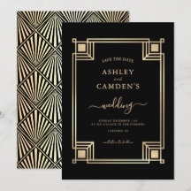 Casamento Elegante Art Deco em Moldura Dourada