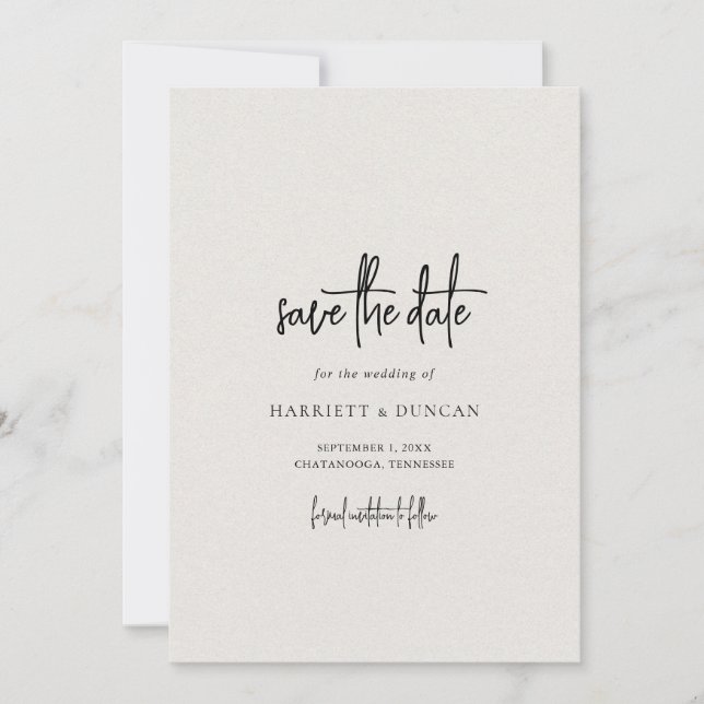 Reserve A Data Casamento Elegante Bege Atemporal (Frente)